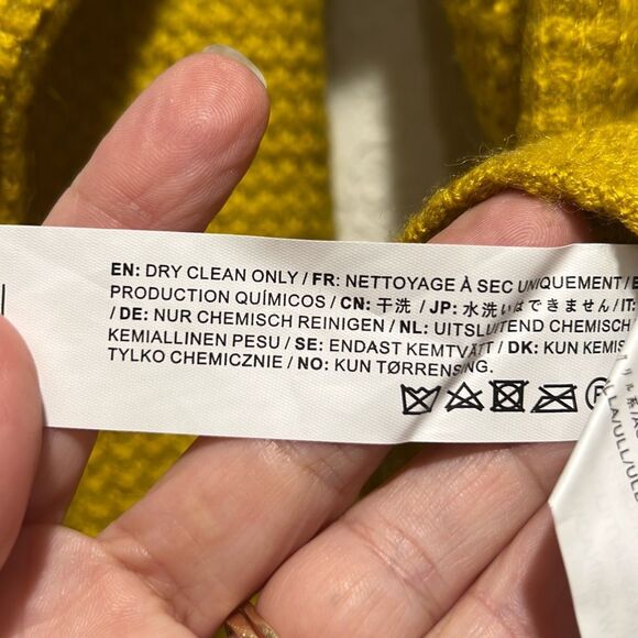 J.O.A Women's Tie Front Waffle Textured Knit Cropped Sweater Yellow Size Medium - Picture 6 of 7